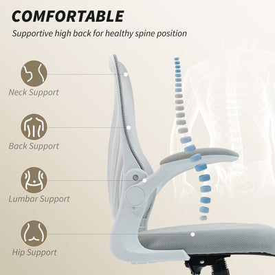 HOMCOM Mesh Office Chair with Foldable Backrest - Light Grey 