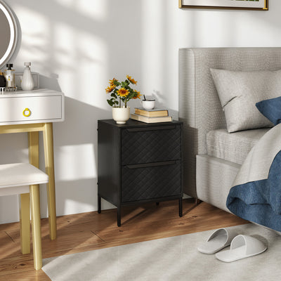 HOMCOM Chest of Drawers, Dresser with 2 Fabric Drawers and Aluminium Handles - Black 
