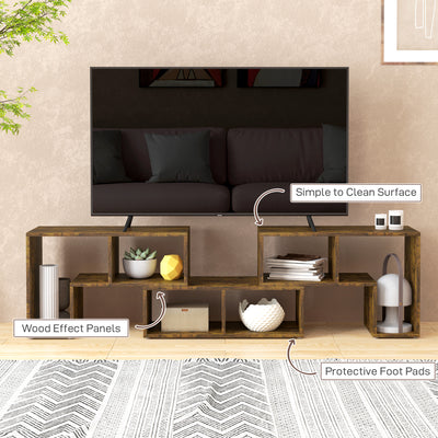 HOMCOM TV Stand for TVs up to 75 Inches, Free Combination TV Unit with Storage Shelves, Extendable Entertainment Centre for Living Room, Rustic Brown 
