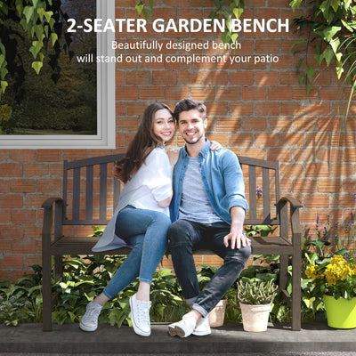 Outsunny Two-Seater Simple Metal Bench - Brown 