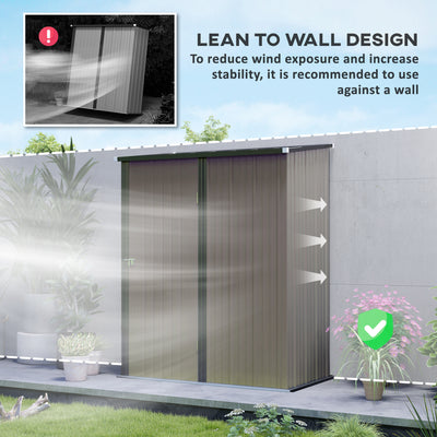 Outsunny 5.3 x 3.1ft Corrugated Steel Garden Shed - Light Grey 