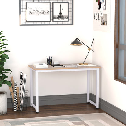HOMCOM Computer Desk, Writing Table, 120 x 60 x 76cm Workstation for Home Office, Study with Metal Frame, Simple Assembly, White 