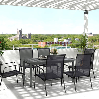 Outsunny Aluminium Extending Garden Table with Slatted Top for 6-8 Person, 160/220 x 90 x 73 cm, Grey 