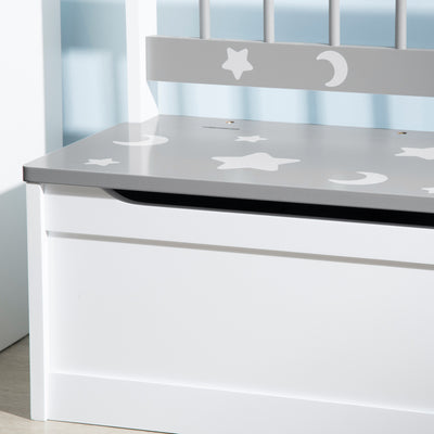 ZONEKIZ 2 In 1 Kids Storage Bench, Toy Box w/ Safety Rod - Grey 