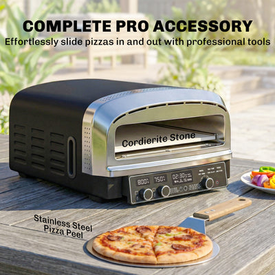 Outsunny Outdoor Pizza Oven Dual Heat Control 6 Presets Electric Pizza Maker with 37 cm Stone and Peel 