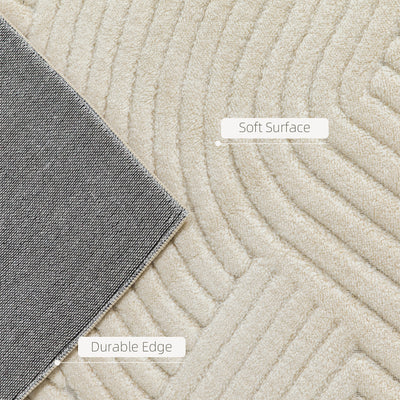 HOMCOM Modern Geometric Rug, Thick Plush, Non-Slip, 200 x 140 cm – Cream, Living Room/Bedroom/Office 