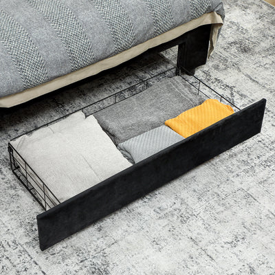 HOMCOM King Size Ottoman Bed Frame, with Front Drawer - Black 