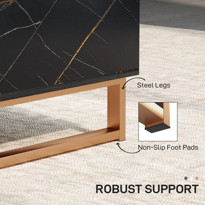 HOMCOM Elegant Marble Effect Storage Coffee Table - Black 