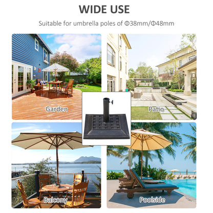 Outsunny 9kg Square Garden Parasol Base Holder Resin Outdoor Market Umbrella Stand with Adjustable Coupler, Bronze 