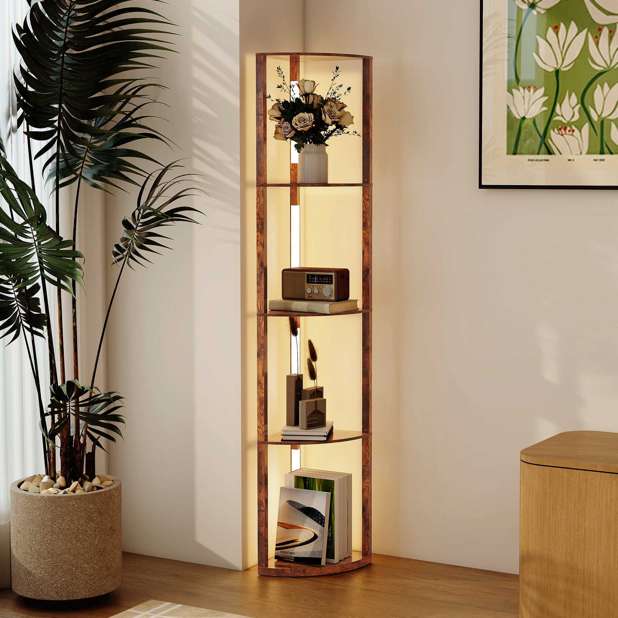 HOMCOM Three-Tier Corner Floor Lamp 