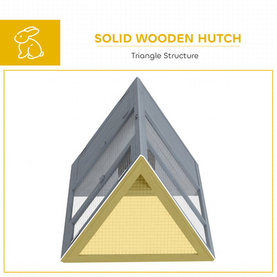PawHut Rabbit Hutch, Wooden Guinea Pig Hutch with Run and Doors, Outdoor Triangle Bunny House for Rabbits,Duck and Chicken 