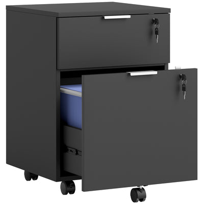 HOMCOM Two-Drawer Lockable Filing Cabinet - Black 