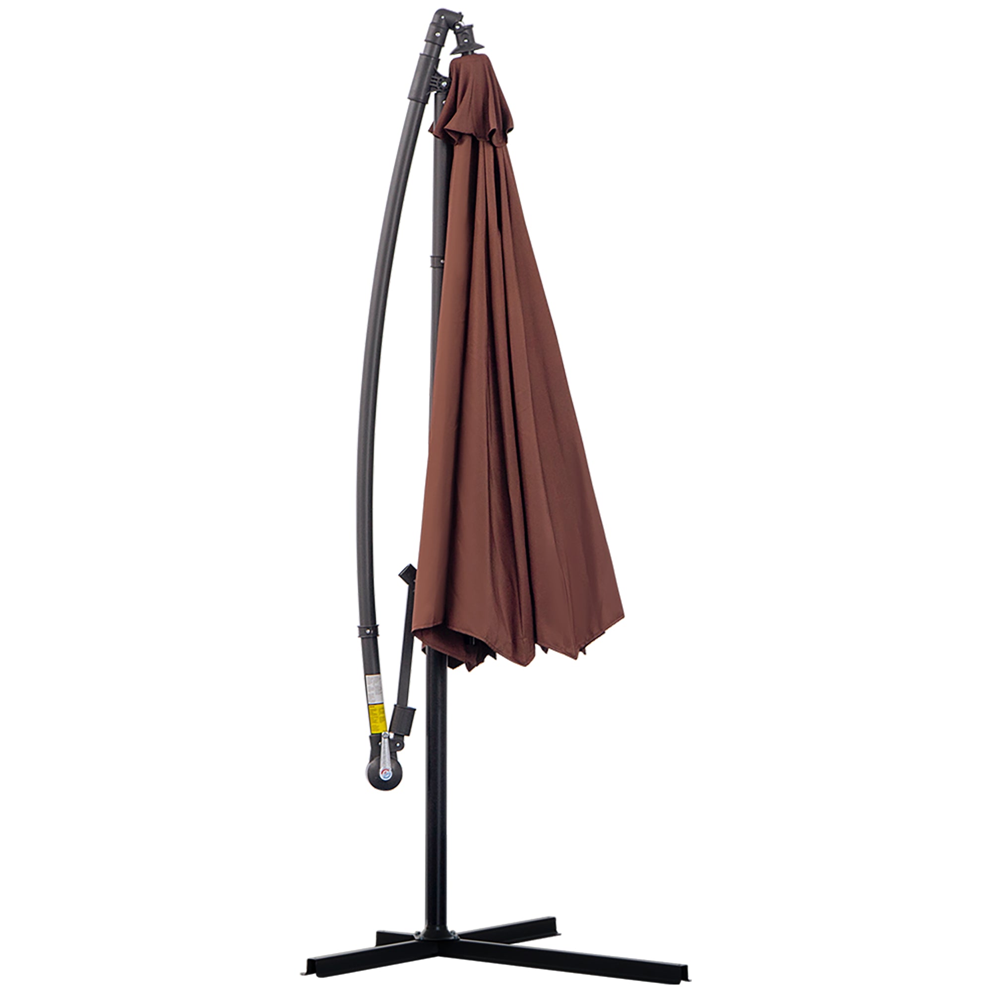 Outsunny Φ3m Hanging Umbrella Parasol-Coffee 