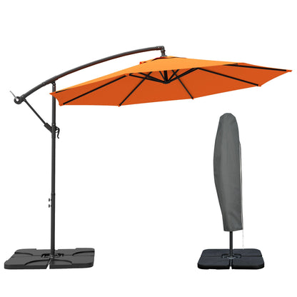 Outsunny 3m Overhanging Parasol, with Base, Weights and Cover - Orange 