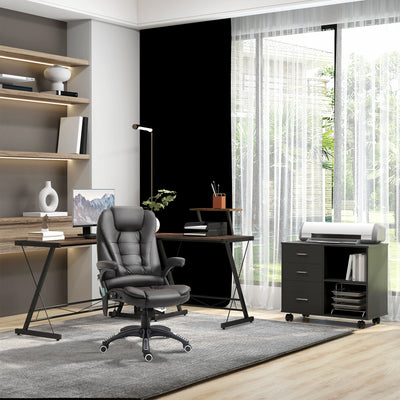 HOMCOM Executive Office Chair with Massage and Heat, High Back PU Leather Massage Office Chair with Adjustable Height, Brown 