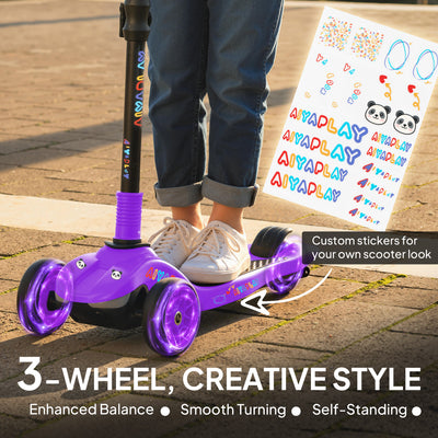 AIYAPLAY Three-Wheel Foldable Electric Scooter for Kids Aged 6-10 Years, Purple 