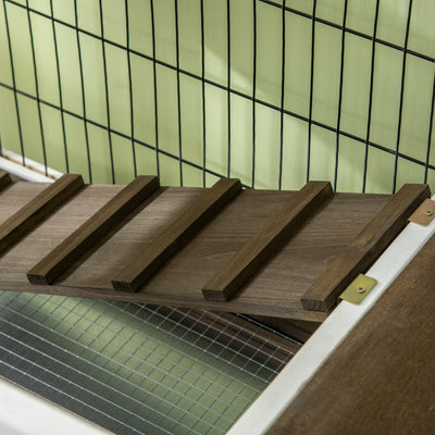 PawHut Wooden Rabbit Hutch, Guinea Pig Cage, with Removable Tray, Openable Roof 