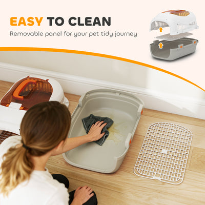 PawHut Plastic Pet Carrier Hard Shell Dog Cat Carrier Max 4 KG Steel Door Feed Bowl Secure Lock 49 x 32 x 31 cm 