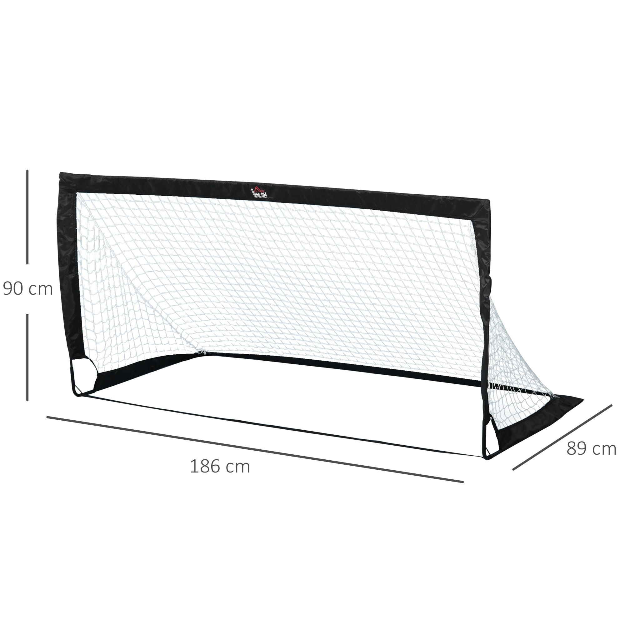 HOMCOM Set of 2 Football Goal Net 6 x 3 ft Foldable Outdoor Sport Training Teens Adults Football with Carrying Bag Black 