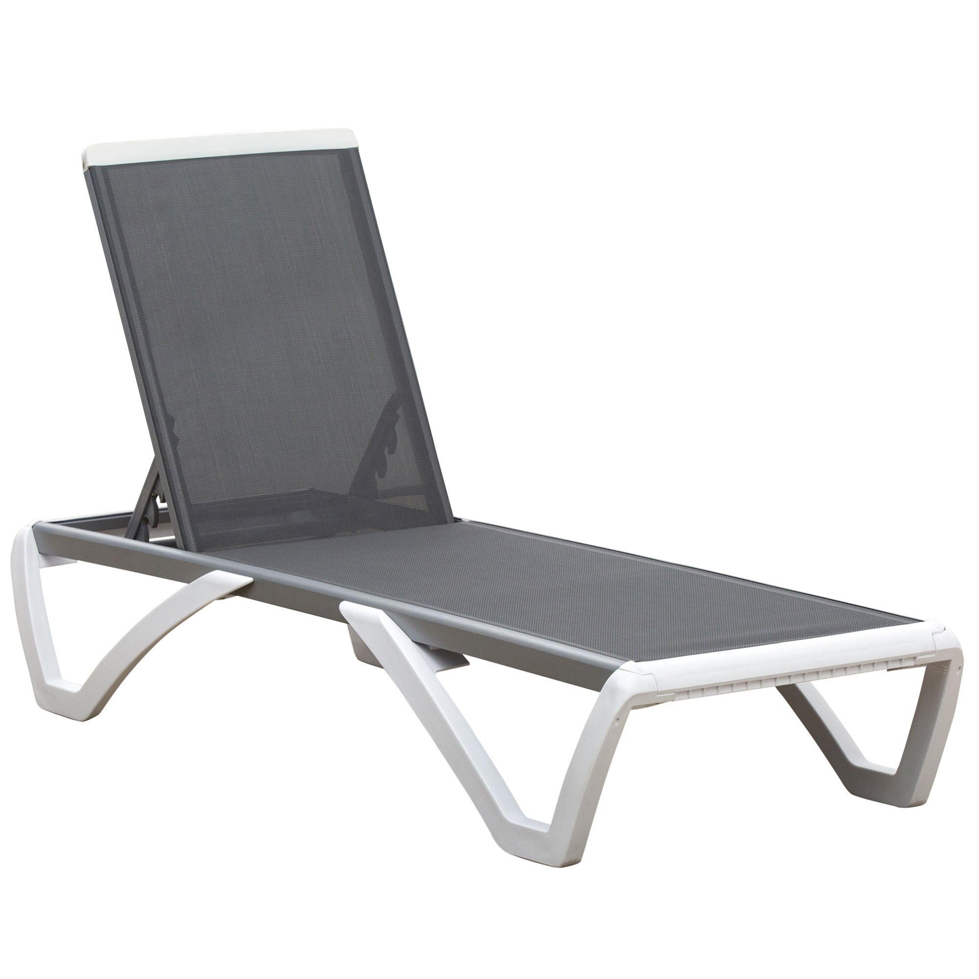 Outsunny Aluminium Frame Sun Lounger, with Adjustable Back - Grey 