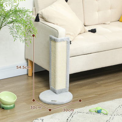 PawHut 56cm Corner Cat Scratching Post with Sisal Scratching Pad, Grey 