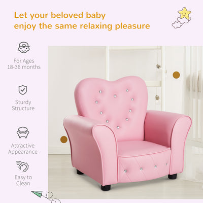 HOMCOM Kids Armchair Toddler Chair Seating Relax Playroom Seater Girl Princess Pink 