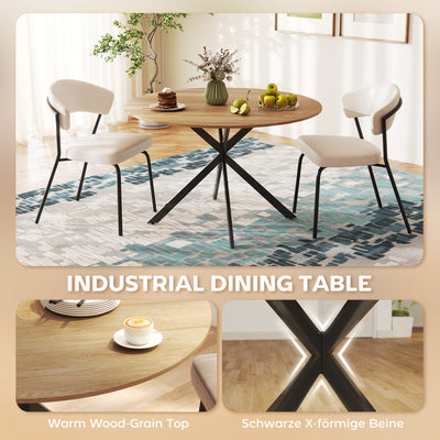 HOMCOM Dining Table for 4, 120 cm Industrial Kitchen Table with Wood Effect Tabletop and Steel Legs, Oak 