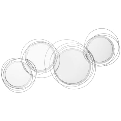 HOMCOM Metal Wall Art Modern Decorative Mirror Decor Hanging Home Wall Sculptures for Living Room Bedroom Dining Room, Silver 