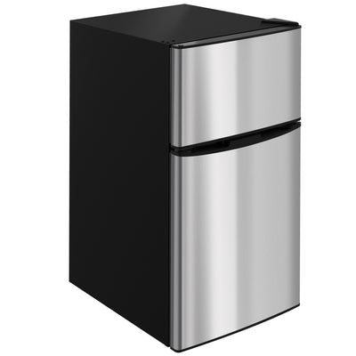 HOMCOM 88L Under Counter Fridge Freezer, Small Refrigerator with 5-Setting, 3 Star Freezer Rating, Black and Silver Tone 