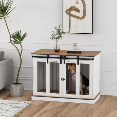 PawHut Dog Crate Furniture for Large Dogs, Double Dog Cage for Small Dogs 