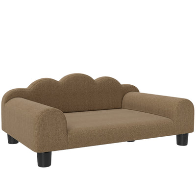 PawHut Elevated Dog Sofa Bed, Breathable Pet Sofa with Backrest and Armrest for Small Dogs, Brown 