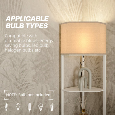 HOMCOM Three-Shelf Corner Floor Lamp - White 