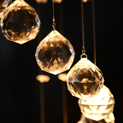 HOMCOM Modern Crystal Chandelier Ceiling Light Pendant Lamp Chrome Finish Glass Droplets New, Ф30 x 120cm 