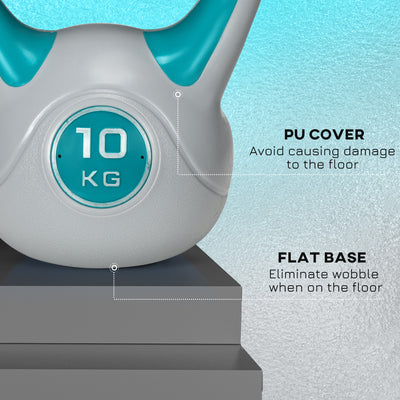 SPORTNOW Kettlebell, 10kg Kettle Bells with Handle for Home Gym Weight Lifting and Strength Training, Light Blue and Grey 