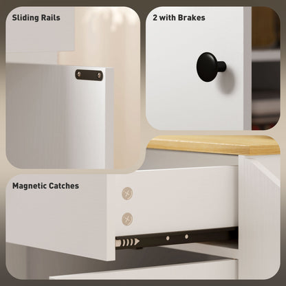 HOMCOM Rolling Kitchen Island with 3-Tier Spice Rack, Kitchen Storage Cart with Drawer and Towel Rack, White