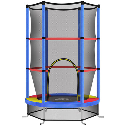 HOMCOM Kids Trampoline, with Enclosure Net, Steel Frame, for Ages 3-6 Years - MultiColoured 