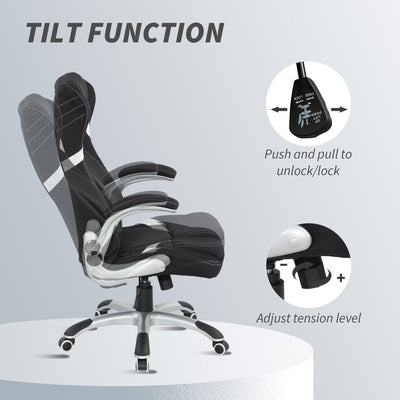 Vinsetto Linen-Look Office Chair, with Adjustable Height and Tension - Black 