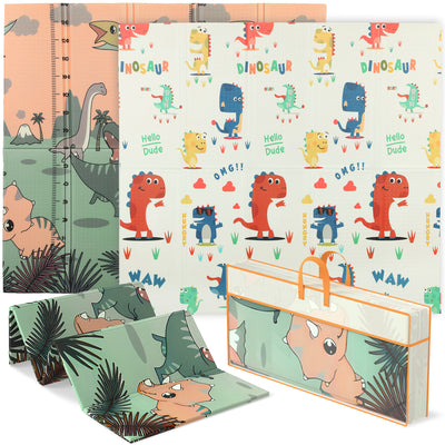 AIYAPLAY Baby Play Mat, Double Sideded Foldable Kids Crawling Mat, Reversible & Waterproof, Dinosaur 