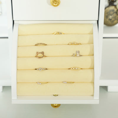 HOMCOM 4-Tier Jewellery Box with Mirror and 2 Drawers - White 