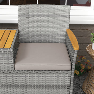 Outsunny Two-Seat Rattan Loveseat, with Wood-Top Middle Table - Grey 