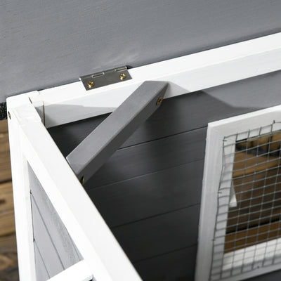 PawHut Wooden Dog Kennel for Outside, for Medium Dogs, 65H x 97L x 72Wcm, Grey 