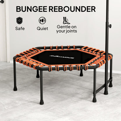 SPORTNOW 45" Rebounder Trampoline for Adults, Quiet Bungee Rebounder with LED Lights and Adjustable Handle, Orange