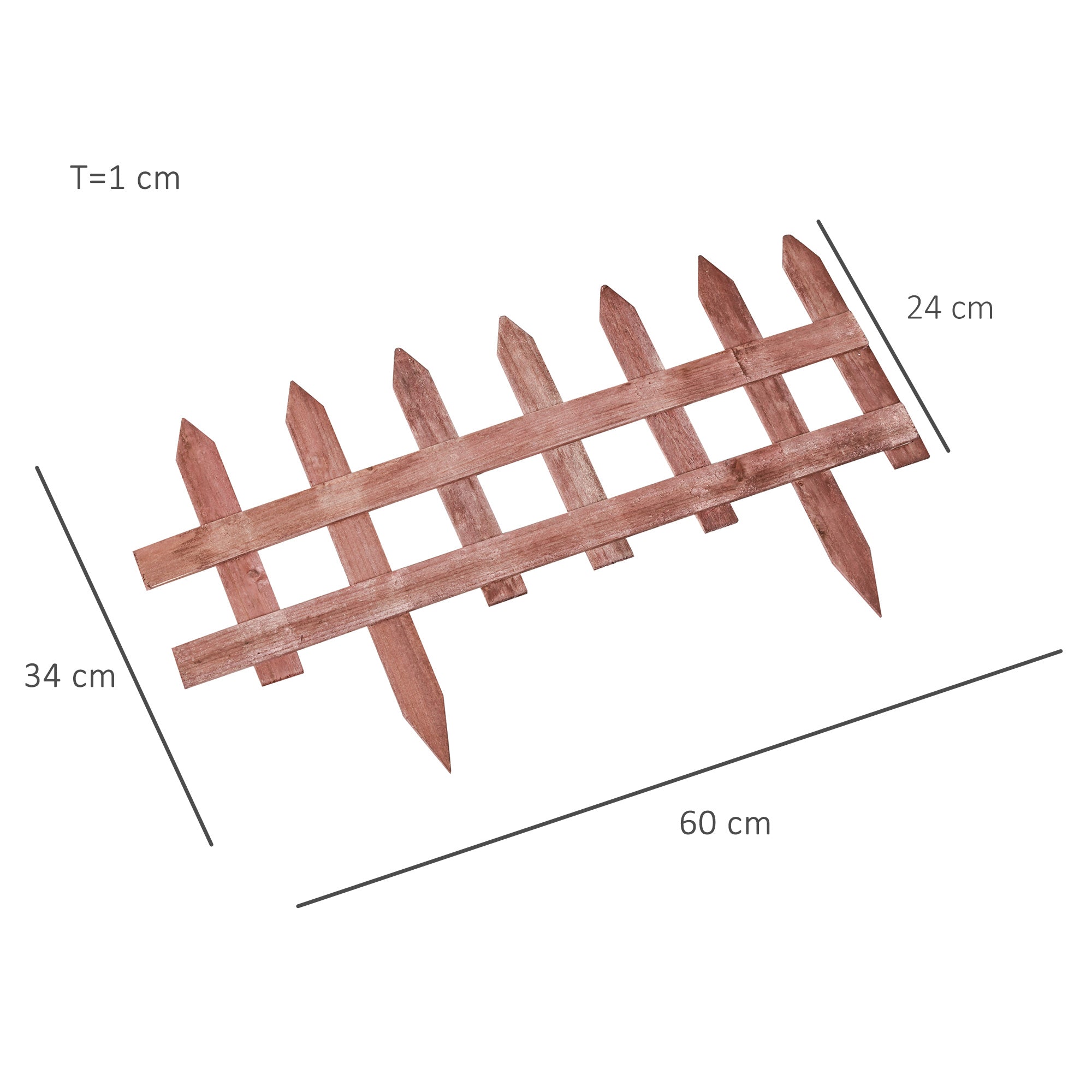 Outsunny Set of 12 Wooden 60cm Garden Fence Pieces 