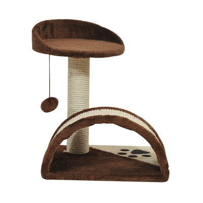 PawHut Cat Tree Scratching Scratcher Post Kitten Activity Centre Climber Hanging Ball Brown 