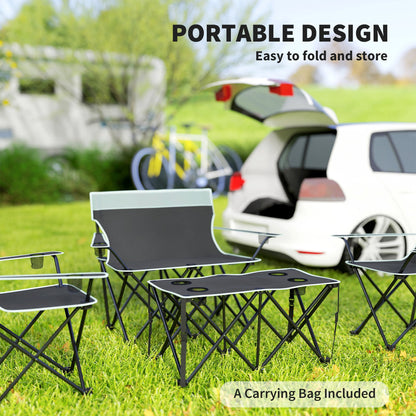 Outsunny Four-Piece Portable Picnic Table Set - Grey 