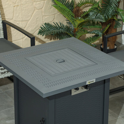 Outsunny 71 x 71cm 40000 BTU Gas Firepit Table - Black/Dark Grey 