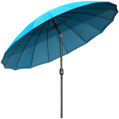 Outsunny 2.5m Shanghai Garden Parasol Umbrella with Crank & Tilt, Adjustable Outdoor Sun Shade, Blue 