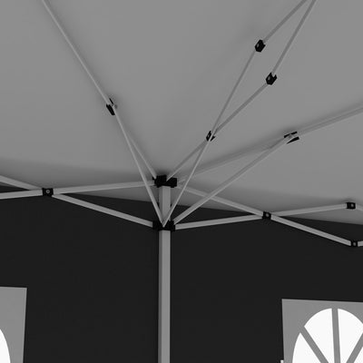 Outsunny 3 x 6 m Pop Up Gazebo with Sides and Windows, Height Adjustable Wedding Camping Party Tent Canopy Marquee with Storage Bag for Garden, Event, Black 