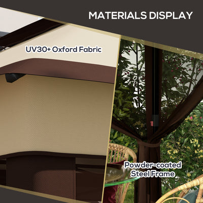 Outsunny 3 x 3(m) Pop Up Gazebo, Height Adjustable Instant Event Shelter with Netting and Carrying Bag, Beige 