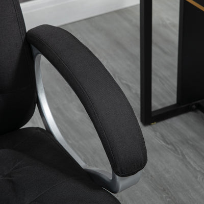 Vinsetto Executive Office Chair Task Chair for Home with Arm, Swivel Wheels, Linen Fabric, Black 